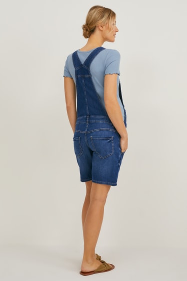 Women - Maternity jeans - dungaree shorts - denim-light blue