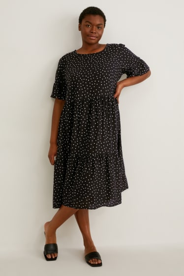 Women - Dress - polka dot - black