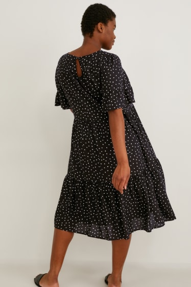 Women - Dress - polka dot - black