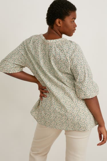 Women - Blouse - floral - light green