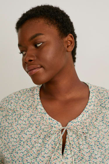 Women - Blouse - floral - light green