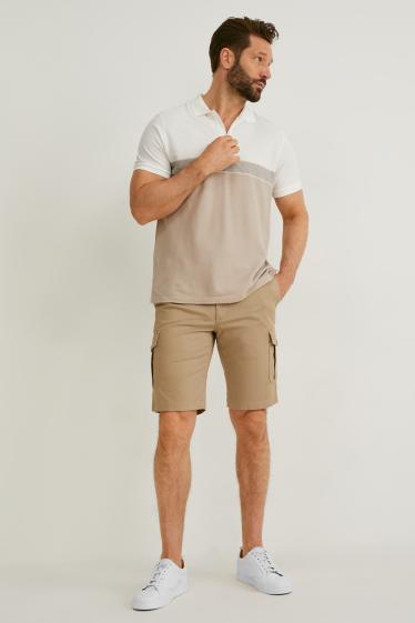 Men - Cargo Bermuda shorts - Flex - beige