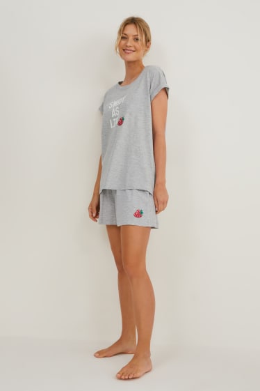 Femmes - Lot de 2 - pyjashorts - gris clair chiné
