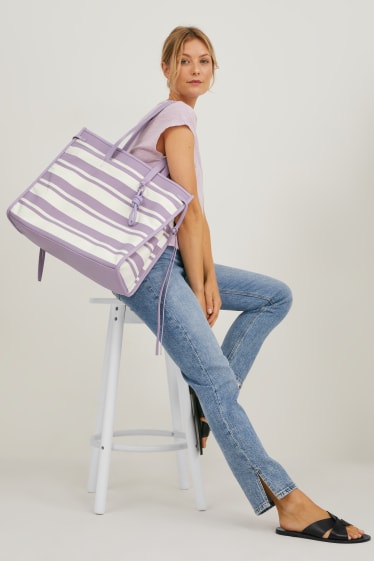 Women - Shopper - striped - light violet