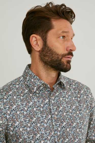 Men - Business shirt - regular fit - kent collar - brown
