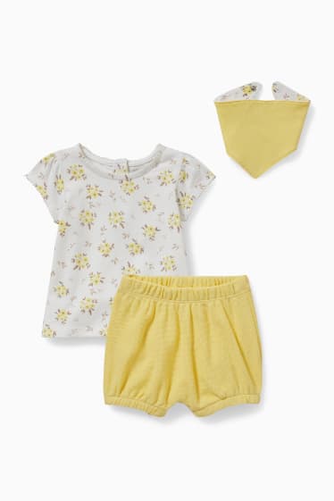 Babys - Baby-Outfit - 3 teilig - weiß / gelb