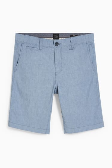 Heren - Shorts - Flex - linnenmix - LYCRA® - lichtblauw