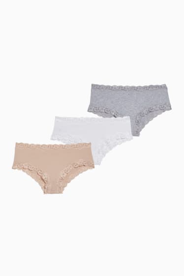 Dames - Set van 3 - hipster - wit