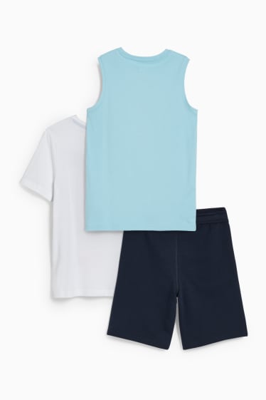 Kinder Jungen - Set - Kurzarmshirt, Top und Sweatshorts - 3 teilig - weiss