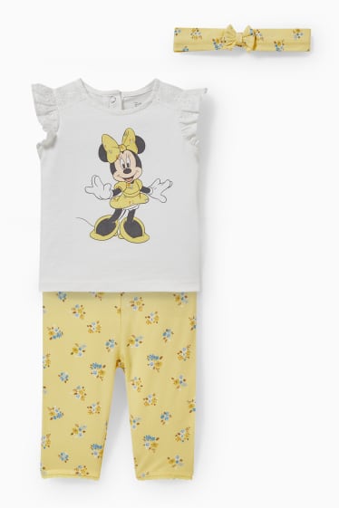 Babys - Minnie Maus - Baby-Outfit - 3 teilig - geblümt - weiss