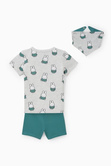 Babys - Miffy - Baby-Outfit - 3 teilig - hellgrau-melange