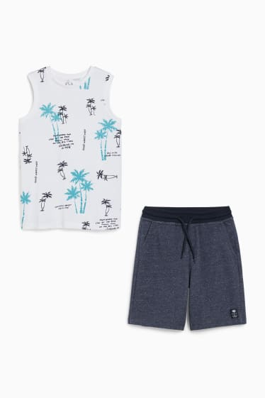 Bambini - Set - top e shorts in felpa - 2 pezzi - bianco