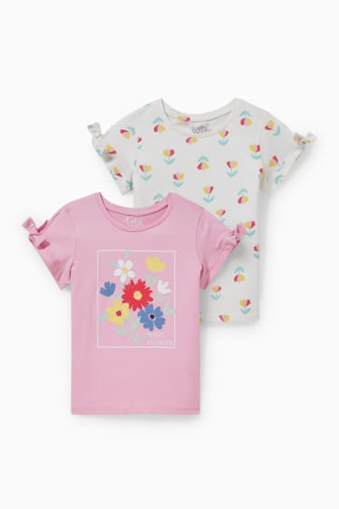 Kinder - Multipack 2er - T-Shirt - weiss / rosa