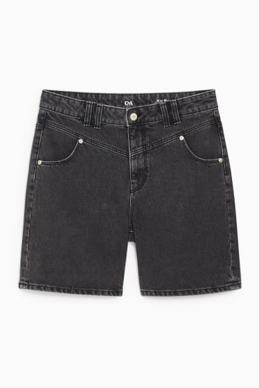 Damen - Jeans-Shorts - High Waist - schwarz