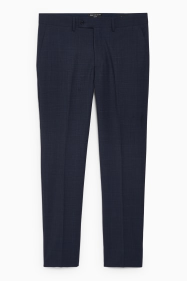 Uomo - Pantaloni coordinabile in lana vergine - slim fit - blu scuro