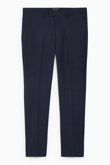 Heren - Broek van scheerwol uit het combi-systeem - slim fit - donkerblauw