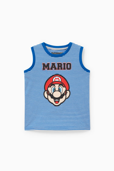Niños - Super Mario - camiseta sin mangas - de rayas - azul oscuro / blanco roto