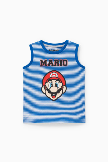 Enfants garçons - Super Mario - haut - à rayures - bleu foncé / blanc crème