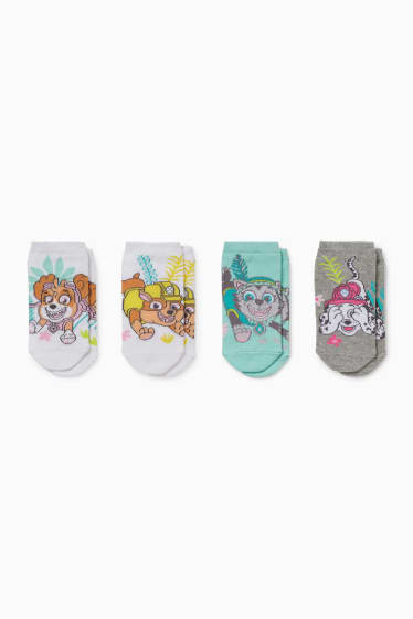 Kinderen: meisjes - Set van 4 paar - PAW Patrol - sneakersokken met motief - wit