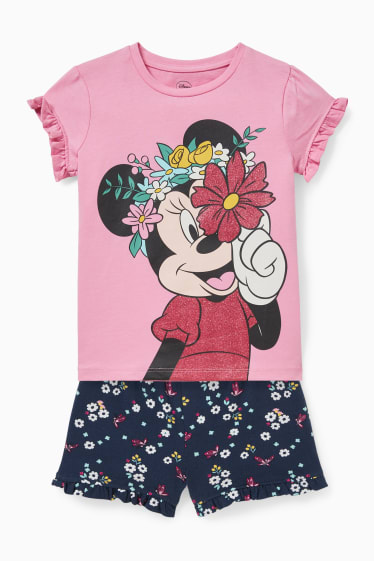 Kinder - Minnie Maus - Set - Kurzarmshirt und Shorts - 2 teilig - rosa