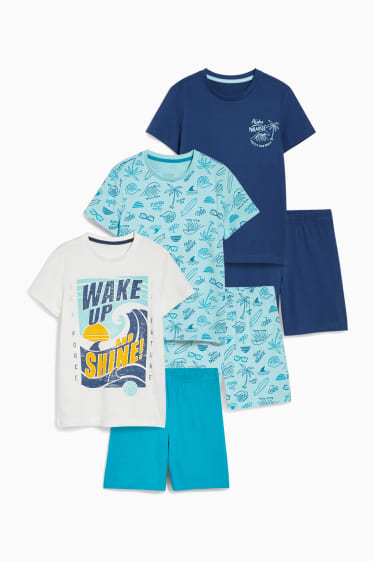 Niños - Pack de 3 - pijama corto - 6 piezas - turquesa