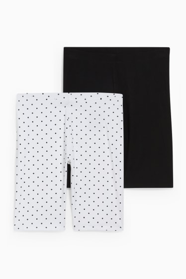 Damen - Multipack 2er - Basic-Radlerhose - LYCRA® - schwarz / weiß