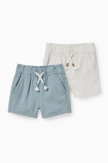 Babies - Multipack of 2 - baby shorts - white / turquoise