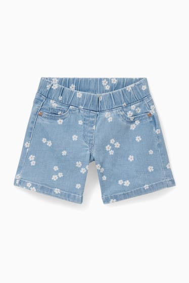Children - Denim shorts - floral - denim-light blue