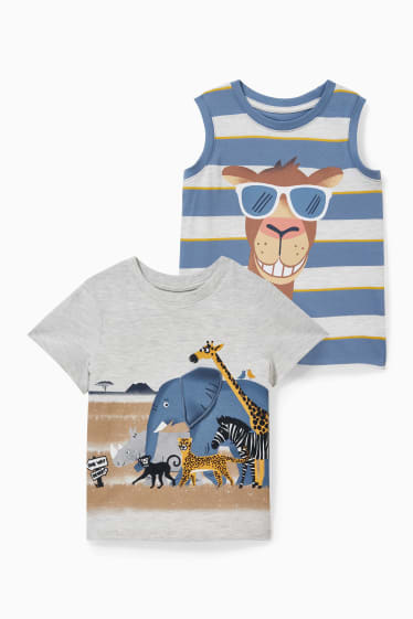 Enfants garçons - Lot de 2 - débardeur et T-shirt - gris clair chiné