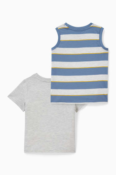 Niños - Pack de 2 - top y camiseta de manga corta - gris claro jaspeado