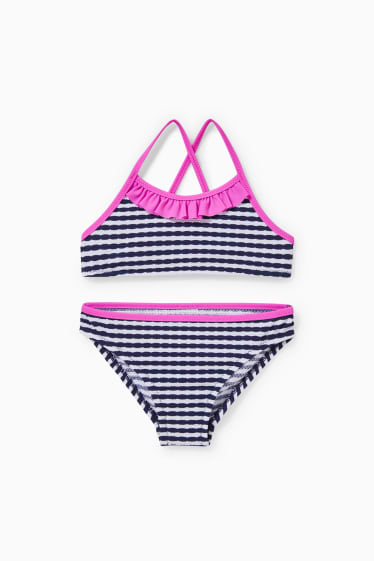 Enfants - Bikini - LYCRA® XTRA LIFE™ - 2 pièces - à rayures - bleu foncé