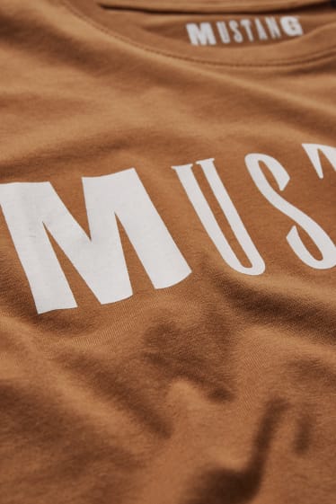 Mężczyźni - MUSTANG - T-shirt - brązowy
