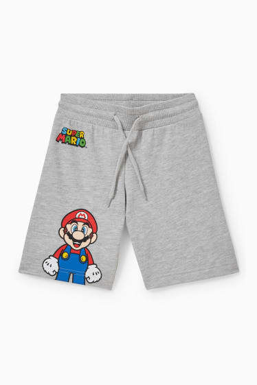 Kinderen - Super Mario - sweatshorts - licht grijs-mix