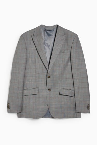 Hommes - Veste de costume en laine vierge - regular fit - à carreaux - gris