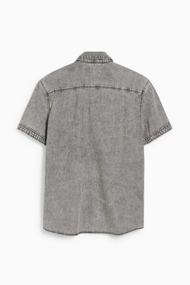 Men - CLOCKHOUSE - shirt - regular fit - kent collar - denim-gray