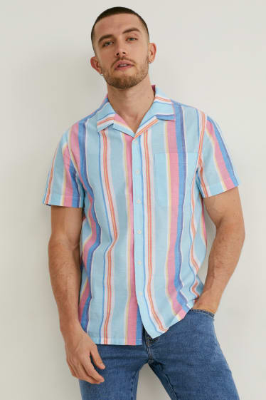 Men - Shirt - slim fit - lapel collar - striped - multicoloured