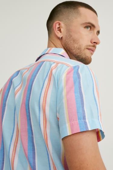 Men - Shirt - slim fit - lapel collar - striped - multicoloured