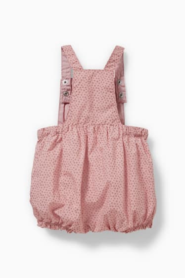 Bebeluși - Pantaloni scurți-salopetă bebeluși - cu buline - roz
