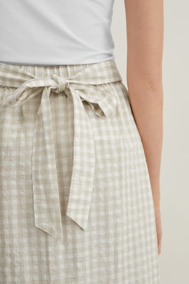 Women - Skirt - check - beige