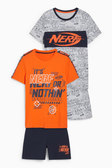 Dzieci - Wielopak 2 szt. - NERF - krótka piżama - 4 części - pomarańczowy neonowy
