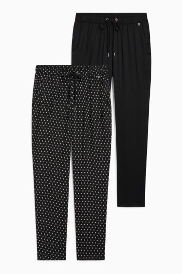 Women - Multipack of 2 - cloth trousers - mid-rise waist - tapered fit - black