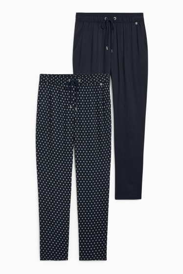 Kobiety - Wielopak, 2 pary - spodnie tekstylne - średni stan - tapered fit - ciemnoniebieski