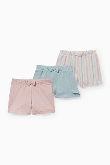 Baby Girls - Multipack of 3 - baby sweat shorts - rose
