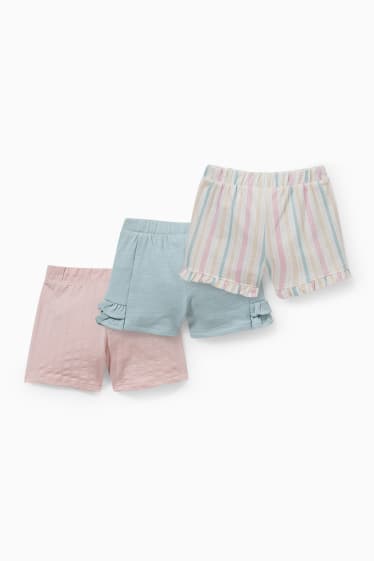 Baby Girls - Multipack of 3 - baby sweat shorts - rose