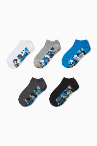 Kinderen - Set van 5 paar - sneakersokken - blauw