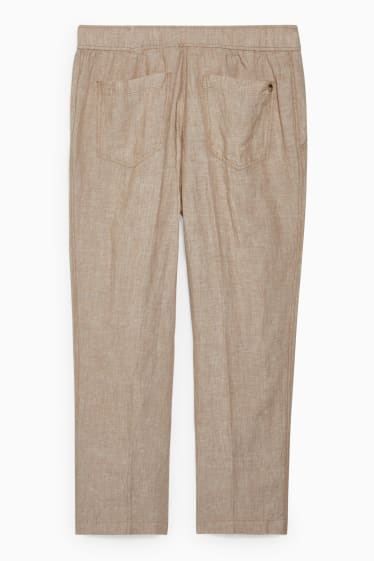 Femmes - Pantalon en lin - mid waist - coupe fuselée - beige chiné