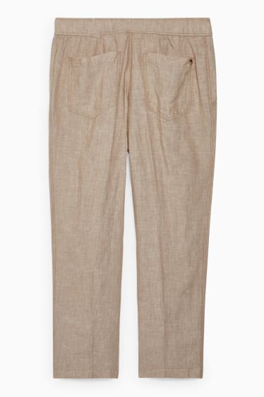 Mujer - Pantalón de lino - mid waist - tapered fit - beis jaspeado