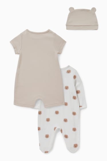 Babies - Set - 2 baby sleepsuits and hat - beige