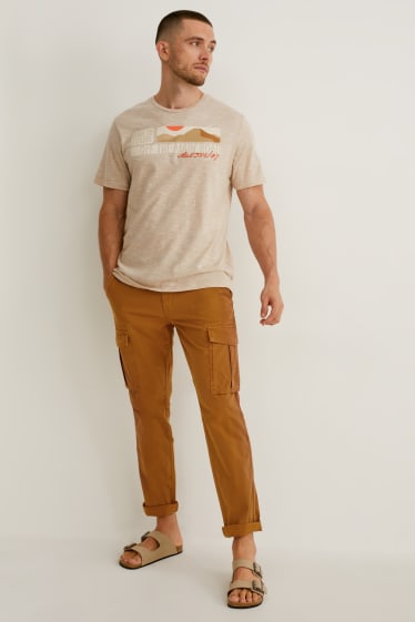Hommes - Pantalon cargo - regular fit - marron clair