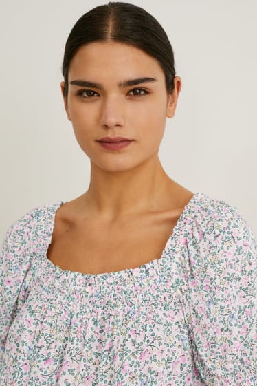 Femei - Multipack 2 buc. - bluză - cu flori - alb